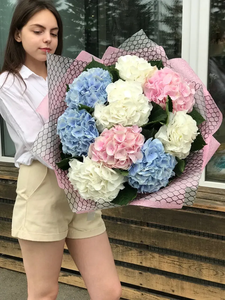 #528 букет из 9 гортензий